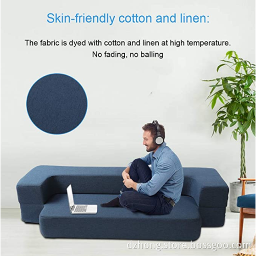 Folding Bed Couch Dark Blue Queen